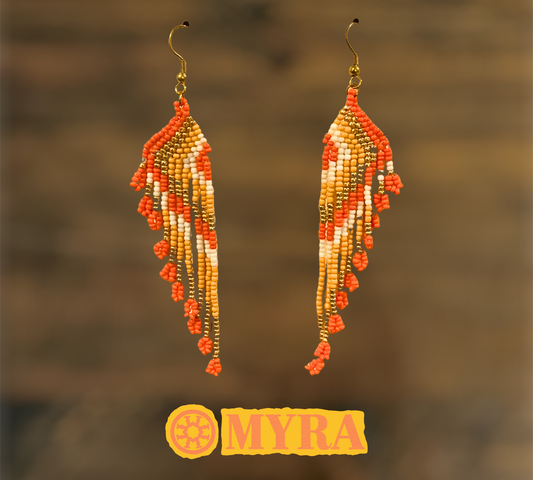 Thunderbird Wing Beaded Fringe Earrings