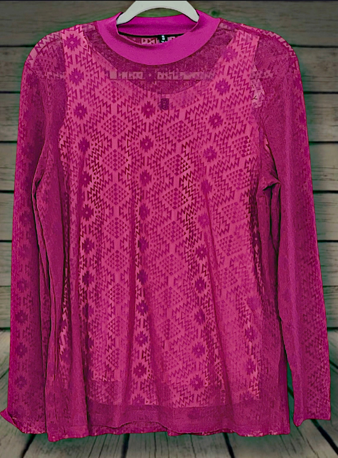 Pink Aztec Mesh Top with Under Shirt
