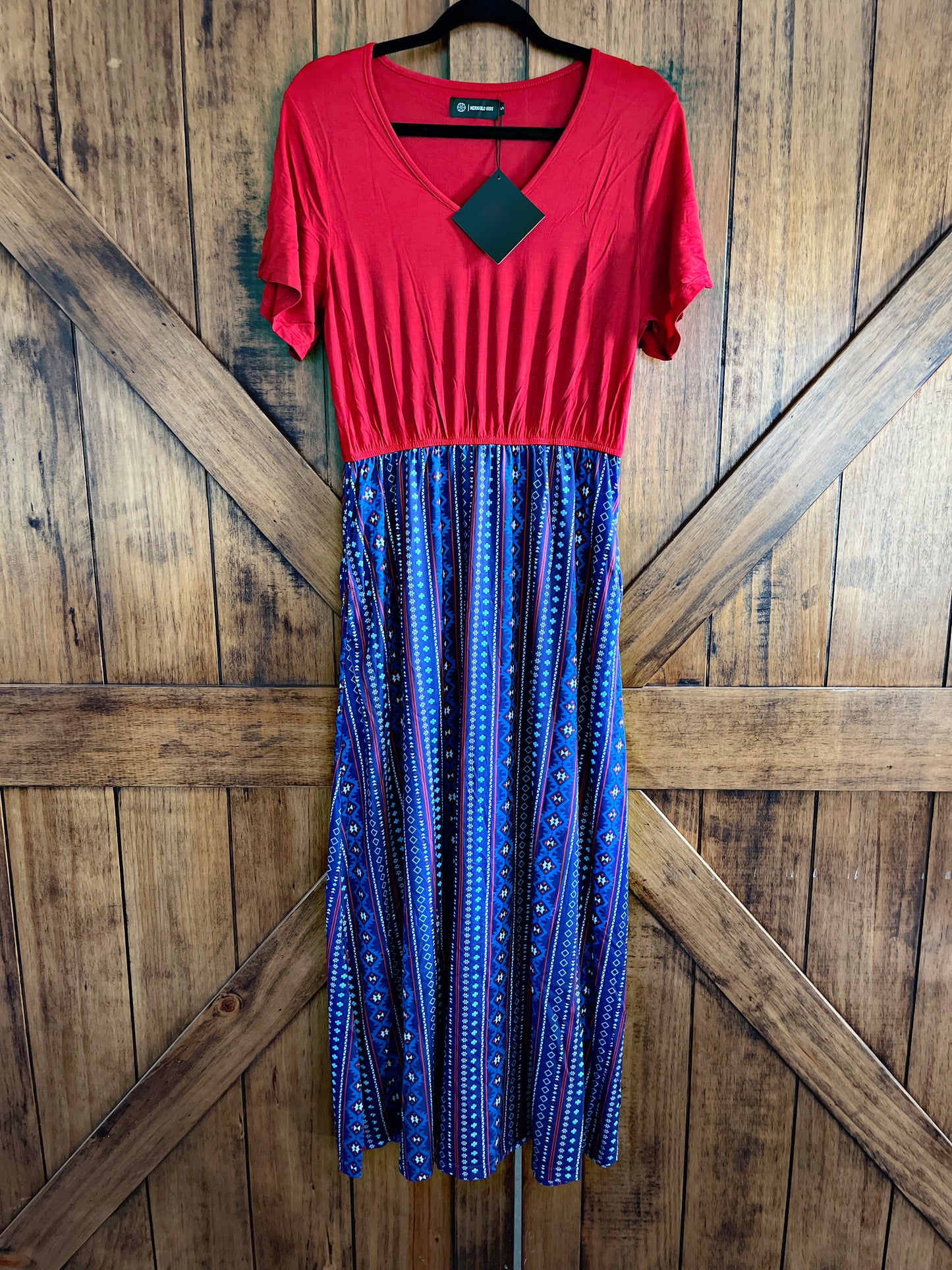 Red/Blue Maxi Dress