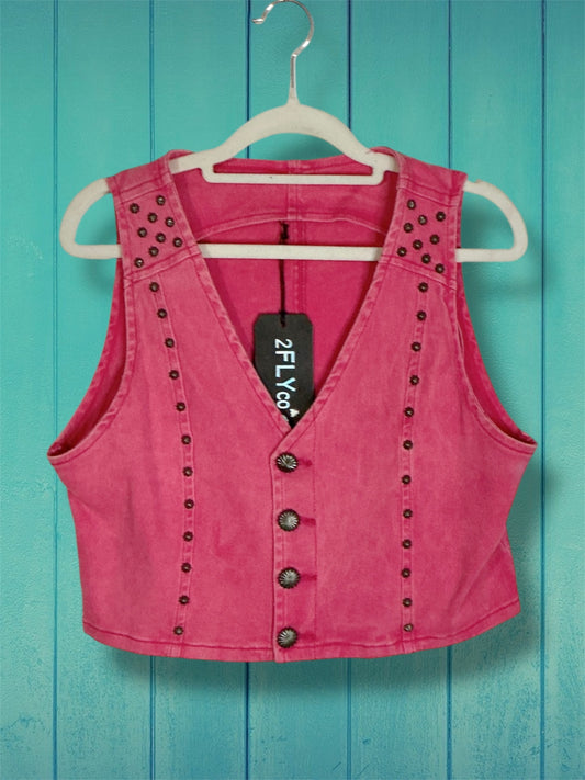 Pink Denim Vest
