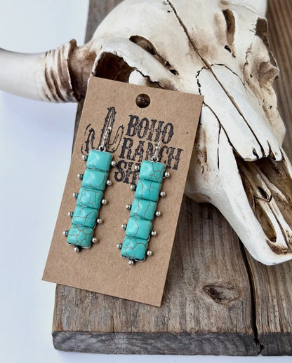 Western Stone Bar Drop Earrings
