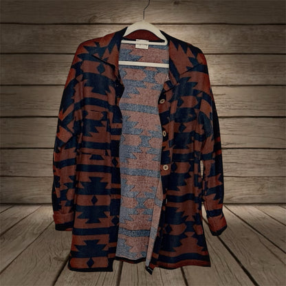 Navy/Brown Aztec Shacket