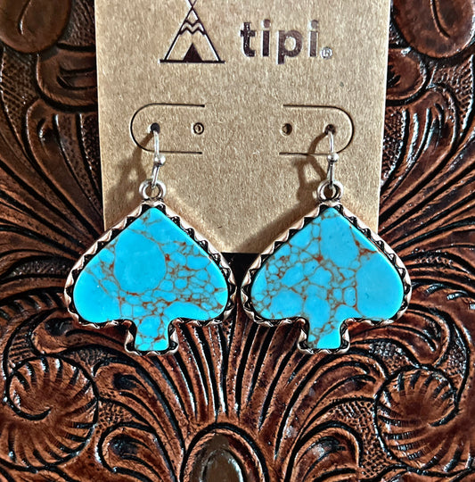 Turquoise Spade Earrings