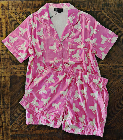 Pink Satin Horse Pajamas