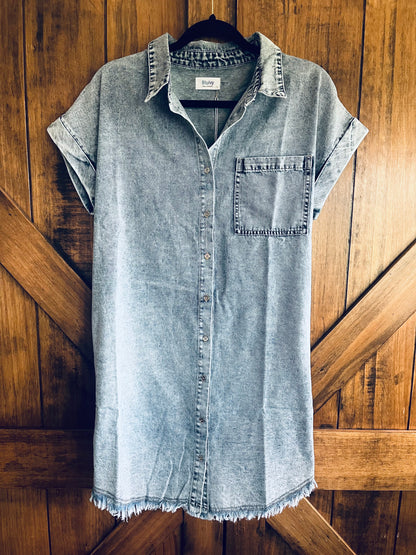 Light Wash Denim Shirt Dress