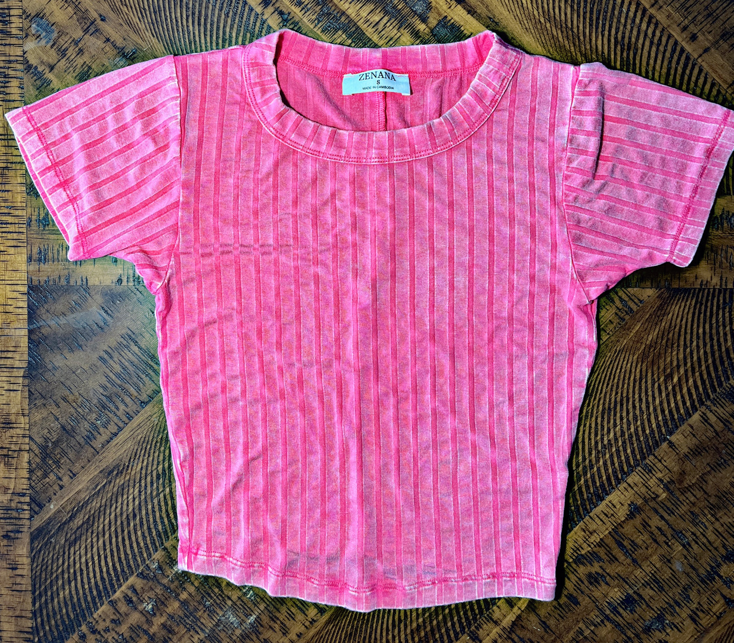 Pink Wide Ribbed Crop