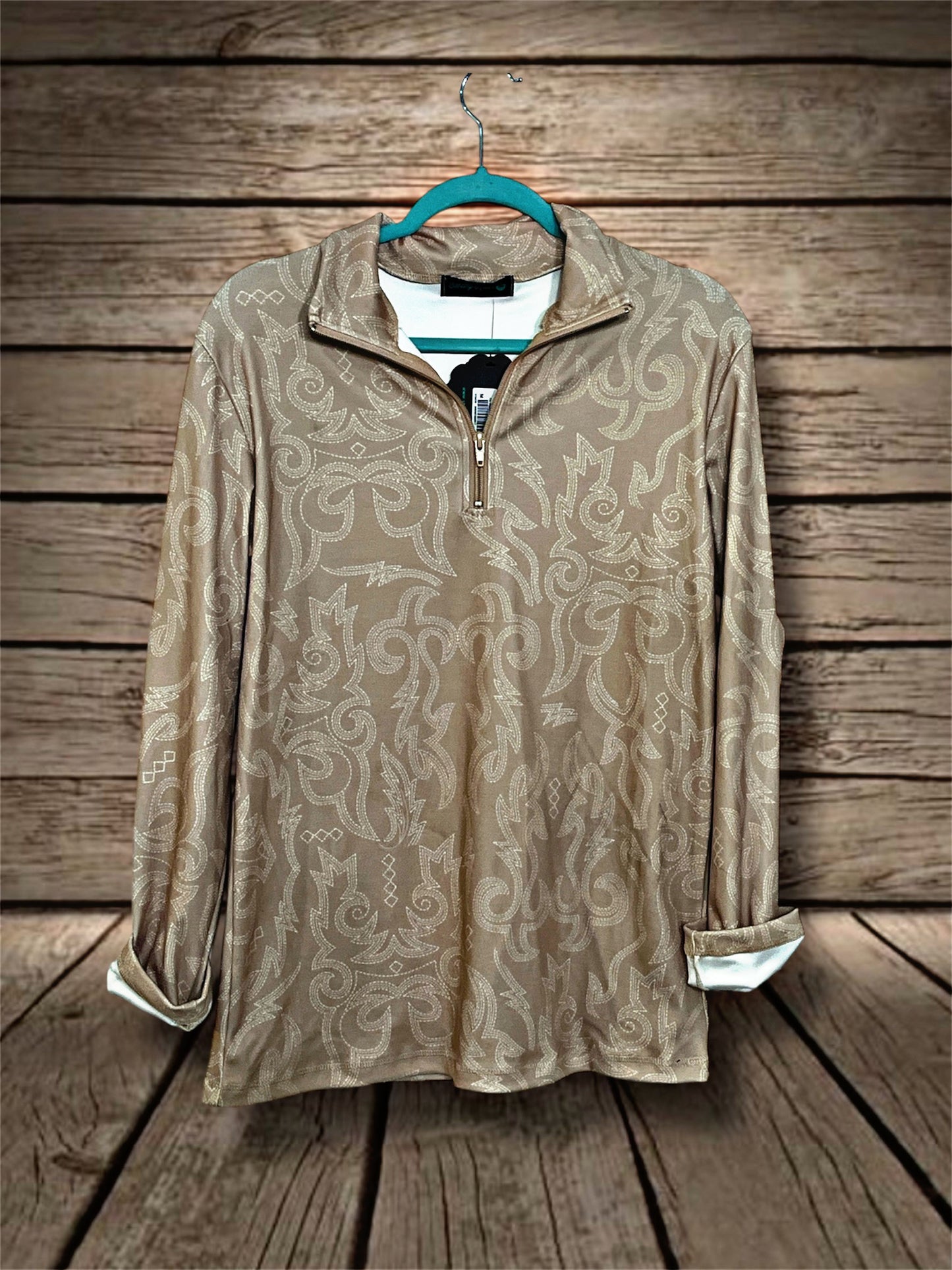 Beige Boot Stitch Print Pullover