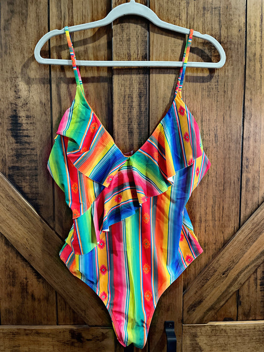 Neon Serape Surplice Swimsuit