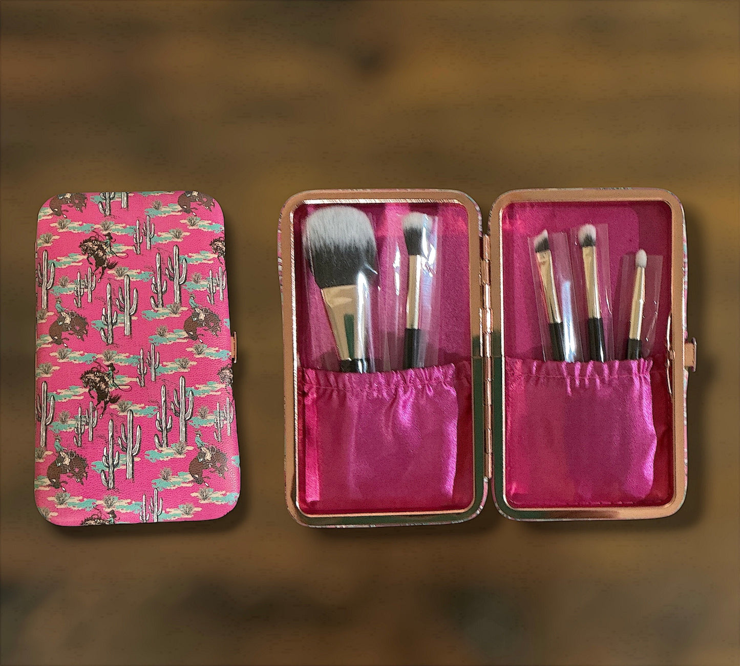 Pink Western Print Makeup Brush Set
