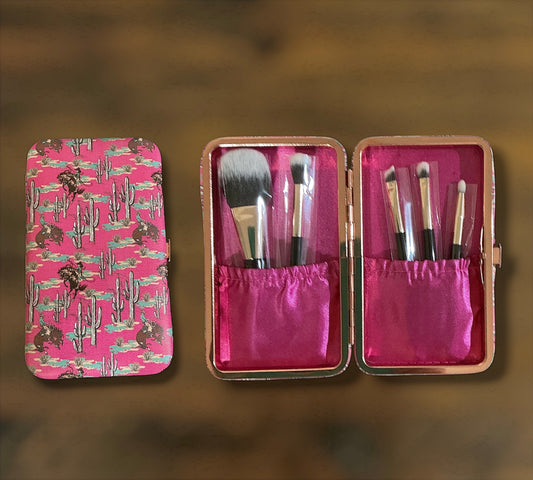 Pink Western Print Makeup Brush Set