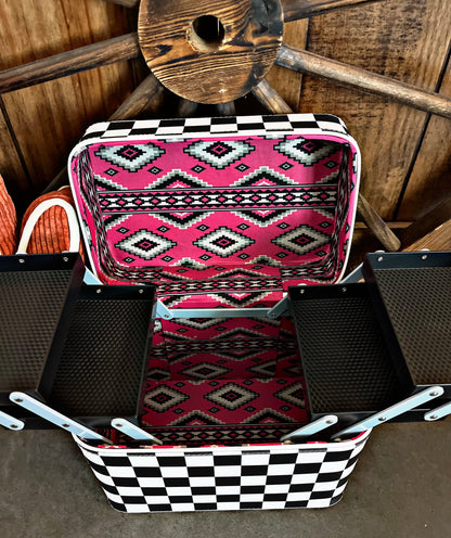 Checkered Canvas Makeup Case