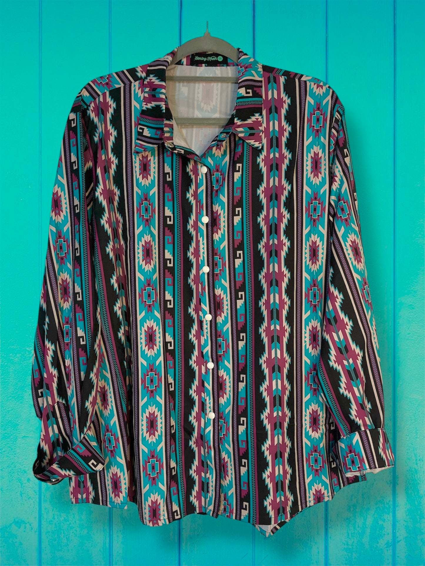 Aztec Print Button Up Top
