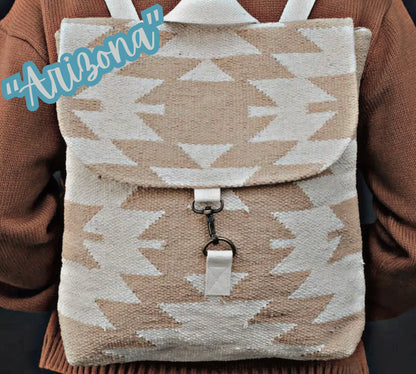 “Arizona” - Tan & Cream Aztec Backpack