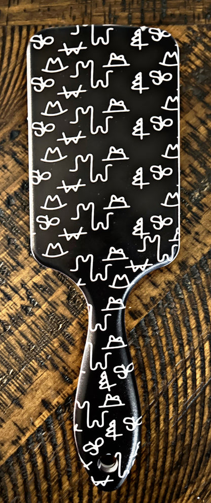 Western Print Paddle Hair Brushes