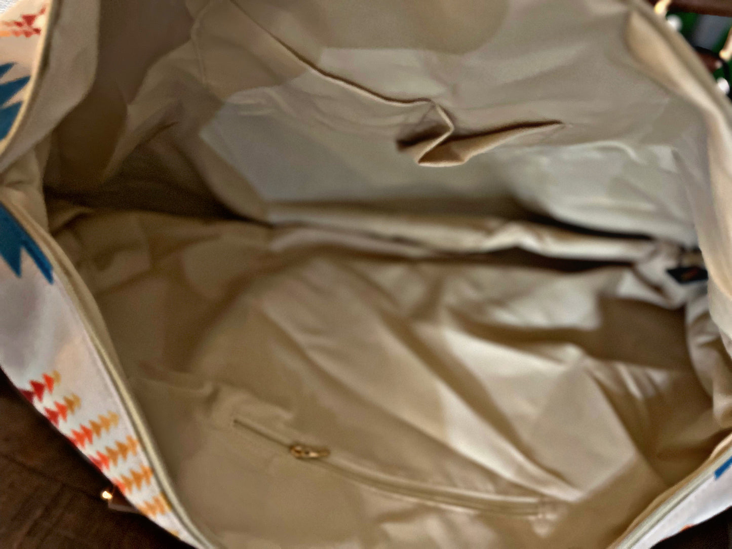 Cream Aztec Print Weekend Bag