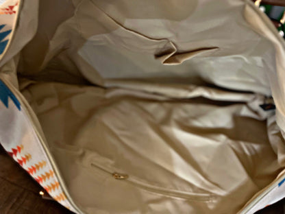 Cream Aztec Print Weekend Bag