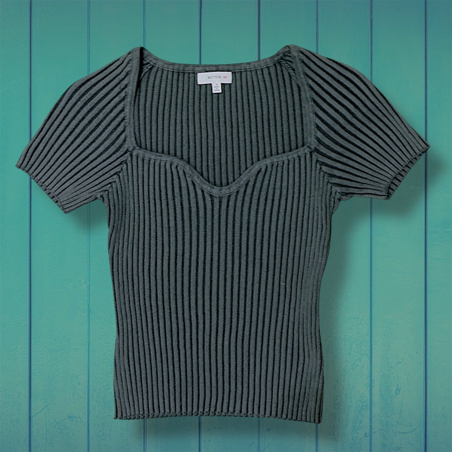 Charcoal Ribbed Top