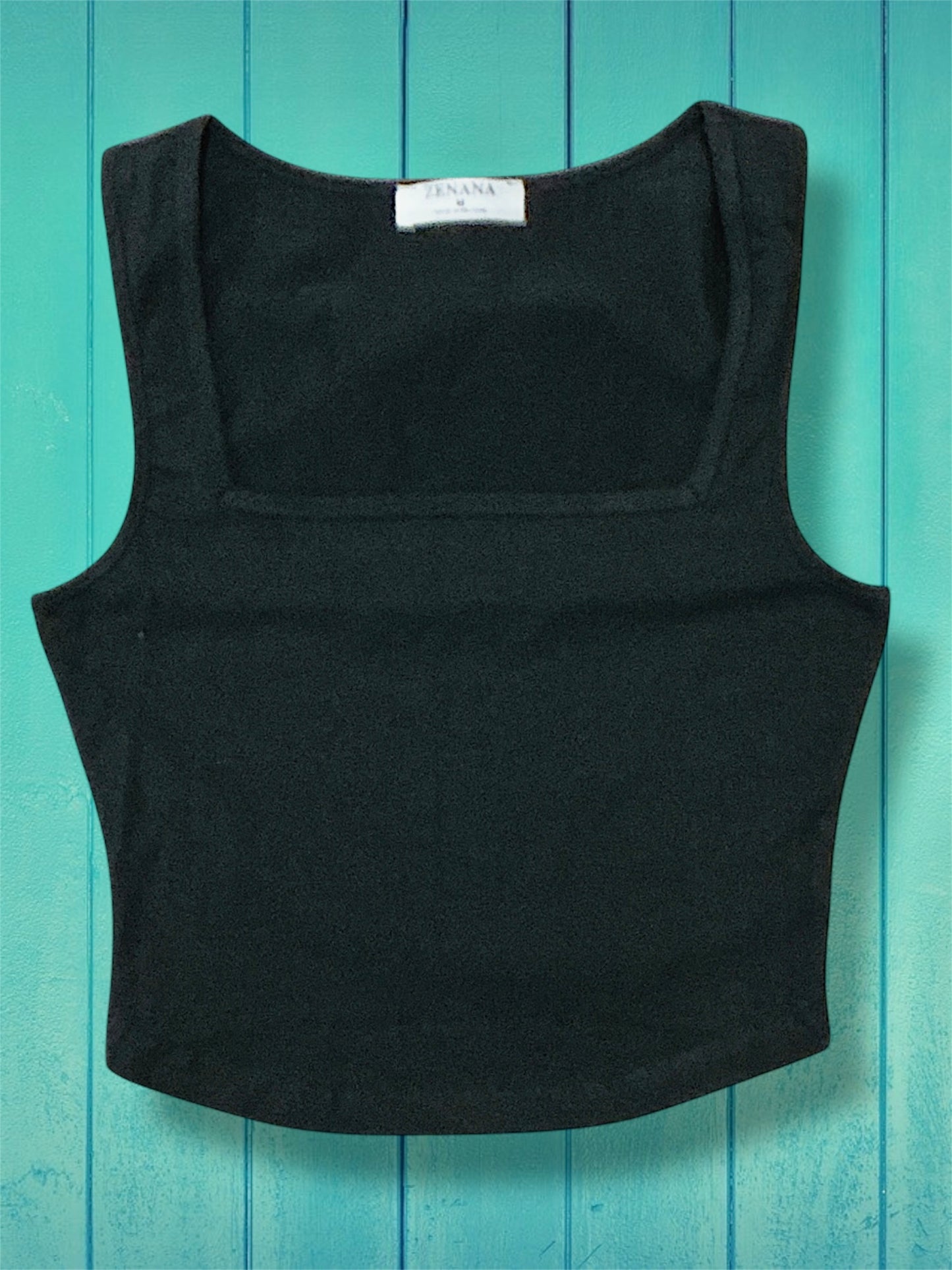 Square Neck Black Crop Top
