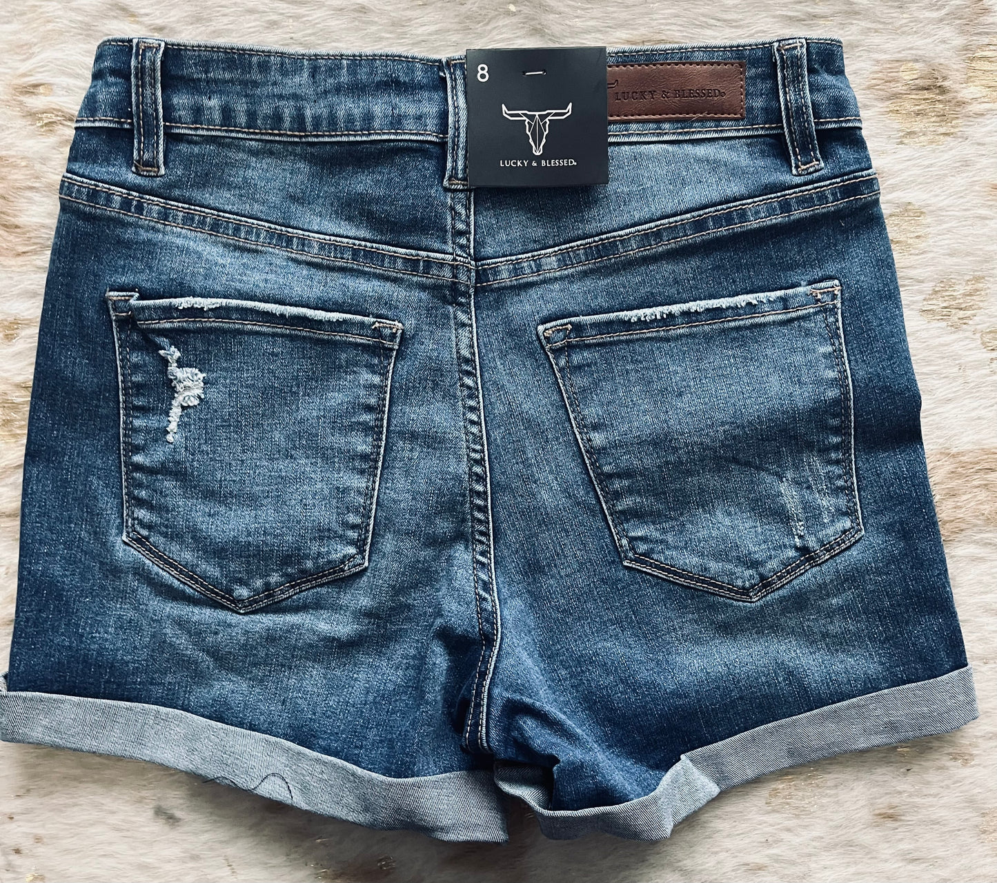 Dark Wash Distressed Shorts