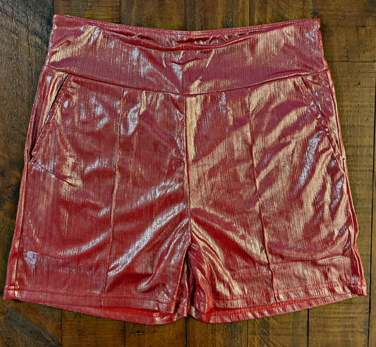 Pink Shiny Metallic Shorts