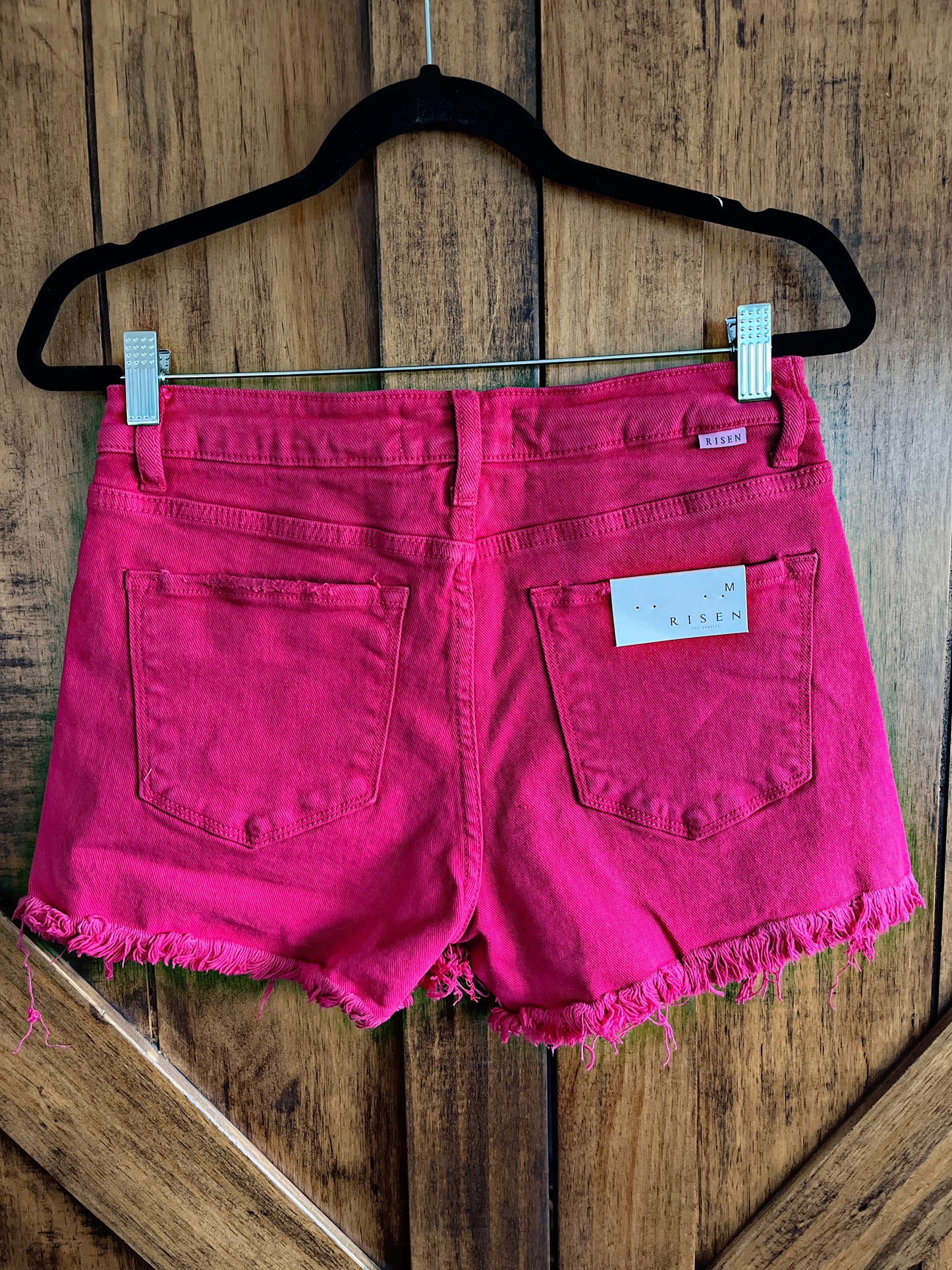 Fuchsia Mid Rise Shorts