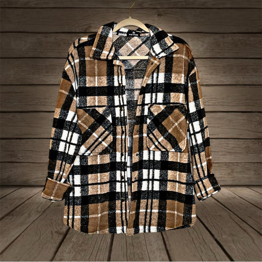 Camel/Black/Beige Flannel Shacket