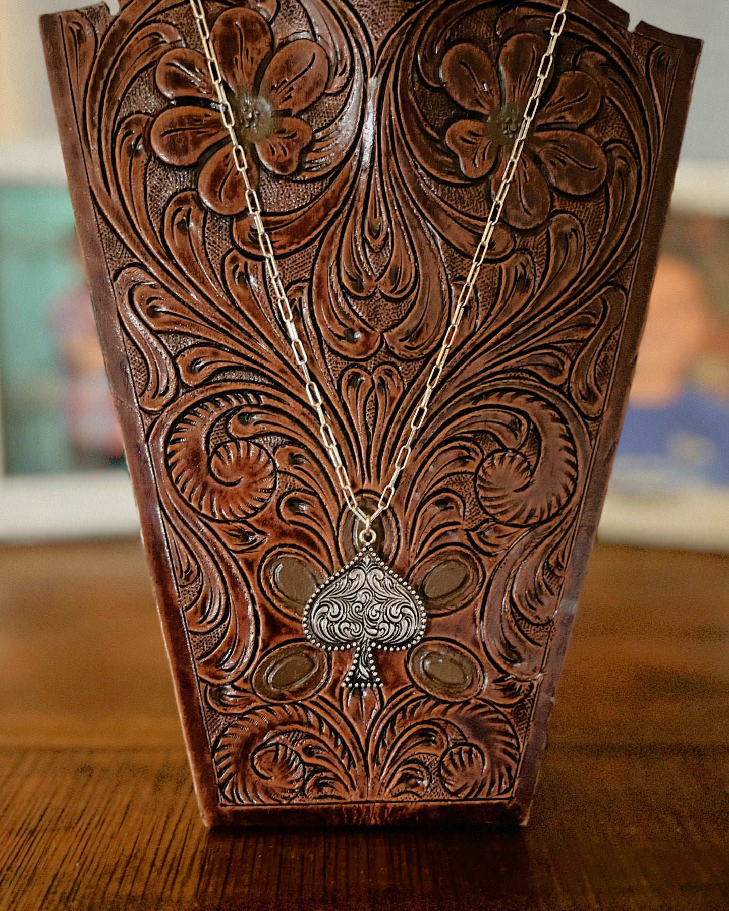 Tooled Spade Necklace