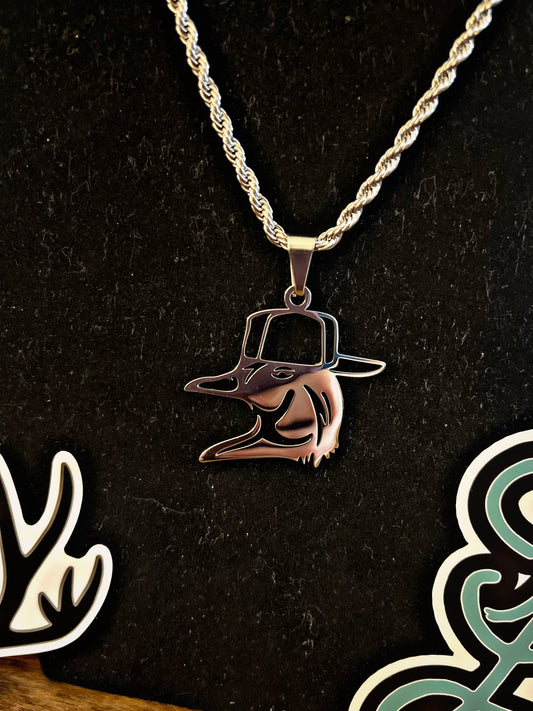 Stainless Steel Duck with Hat Necklace