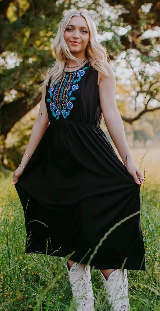 Black Embroidered Dress