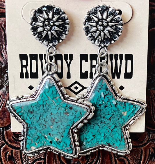 Turquoise Star/Concho Earrings