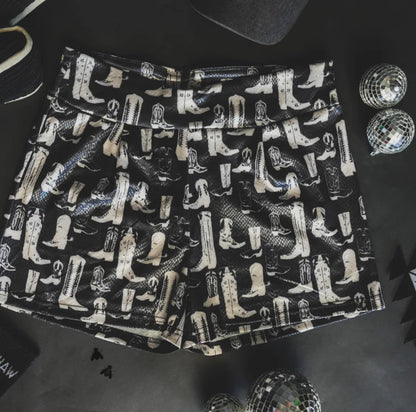 Black Snake Skin/Boots Shorts