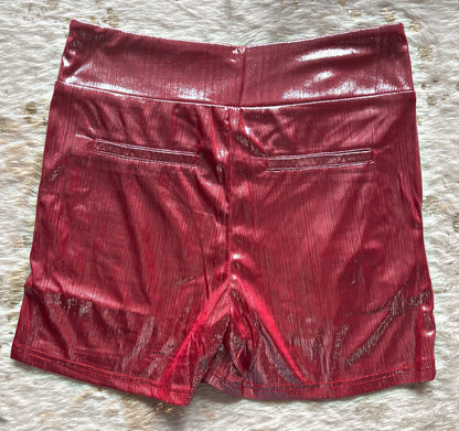 Pink Shiny Metallic Shorts