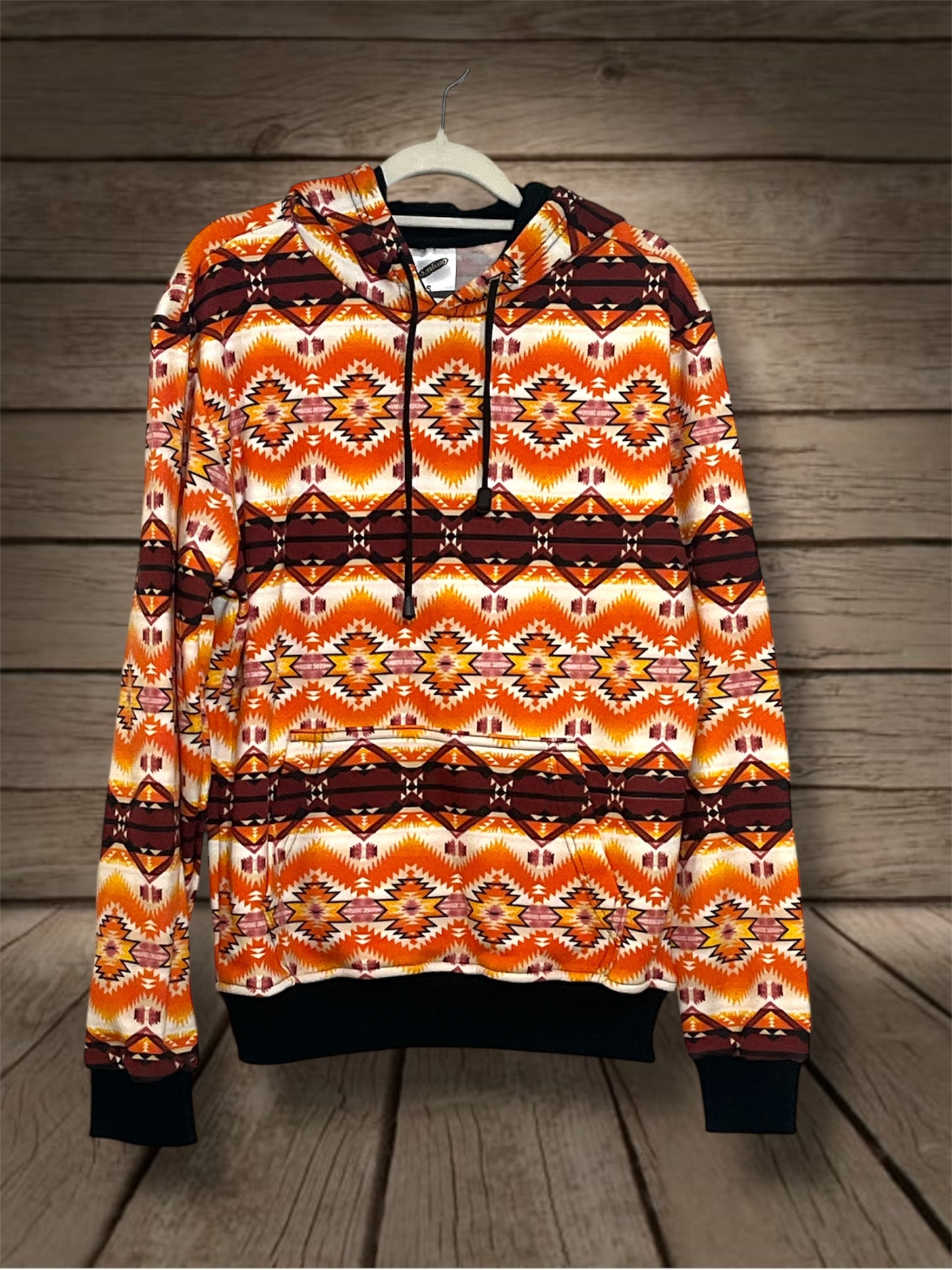Orange Aztec Print Unisex Hoodie