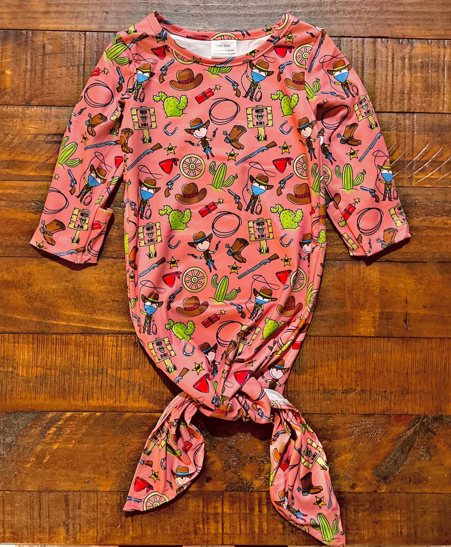 Pink Western Print Infant Gown