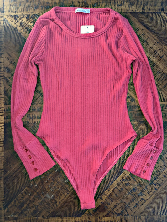 Berry Ribbed Bodysuit