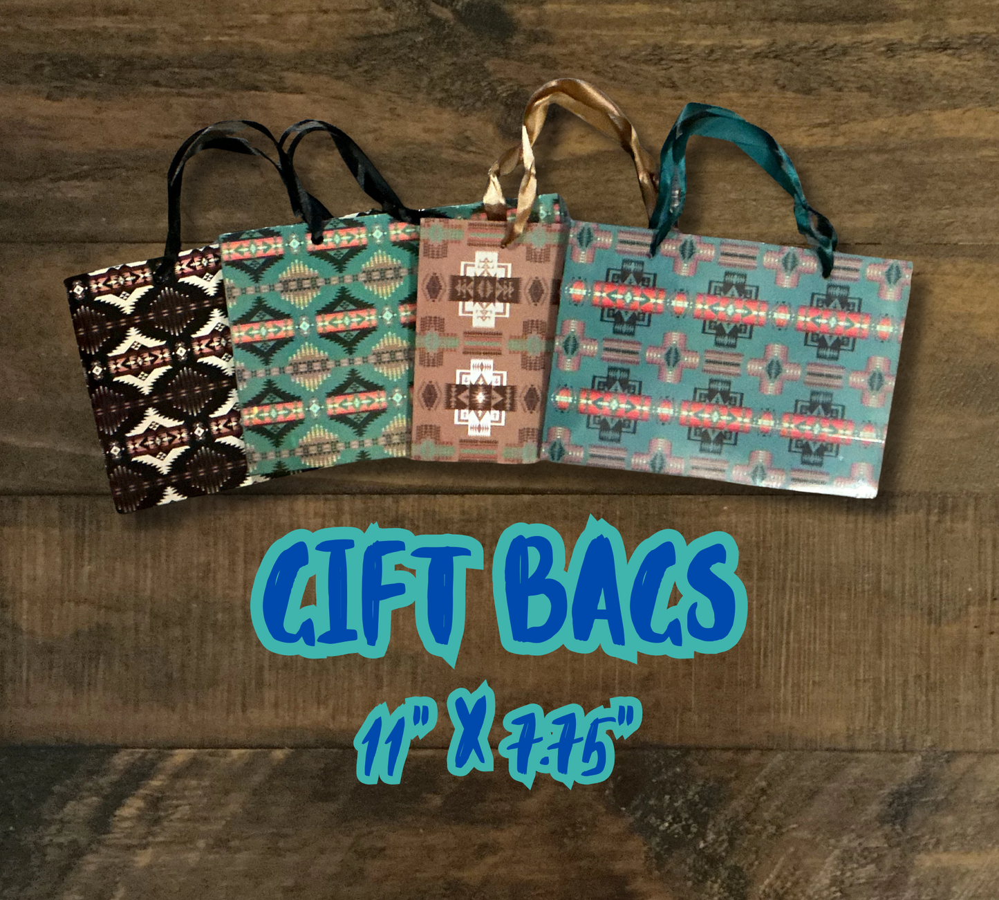 Small Western Print Gift Bags - 11” x 4” x 7.75”