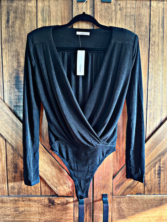 Black Deep V Bodysuit