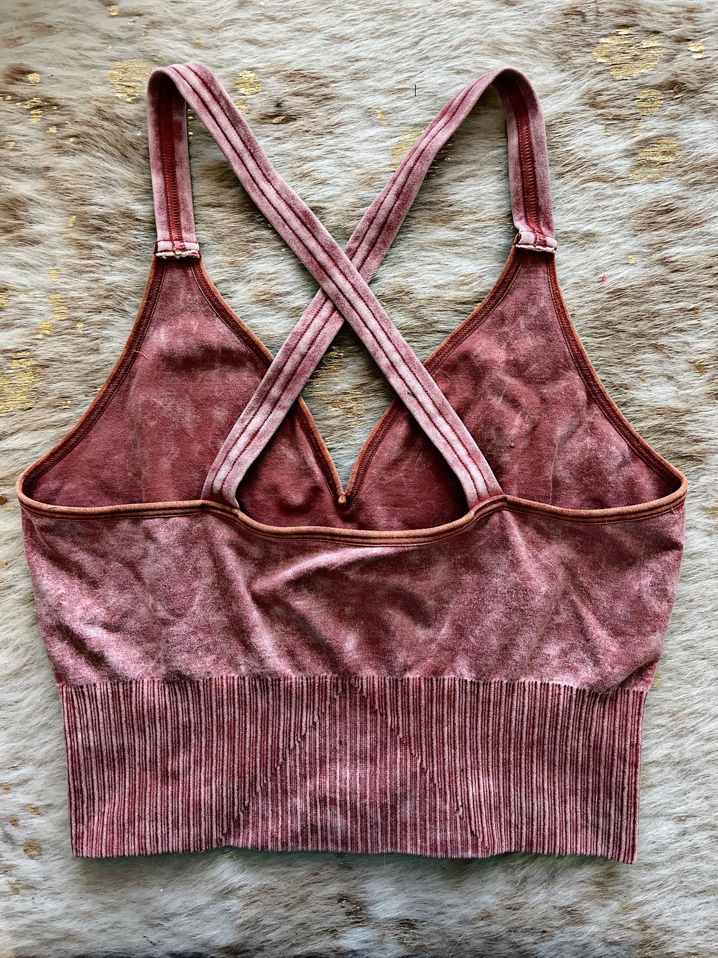 Washed Rust Zenana Criss Cross Bralette