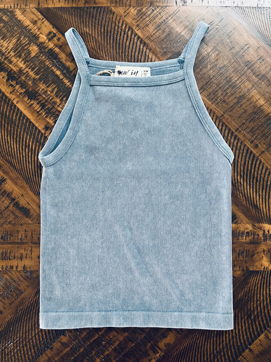 Mineral Wash Blue Tank Top