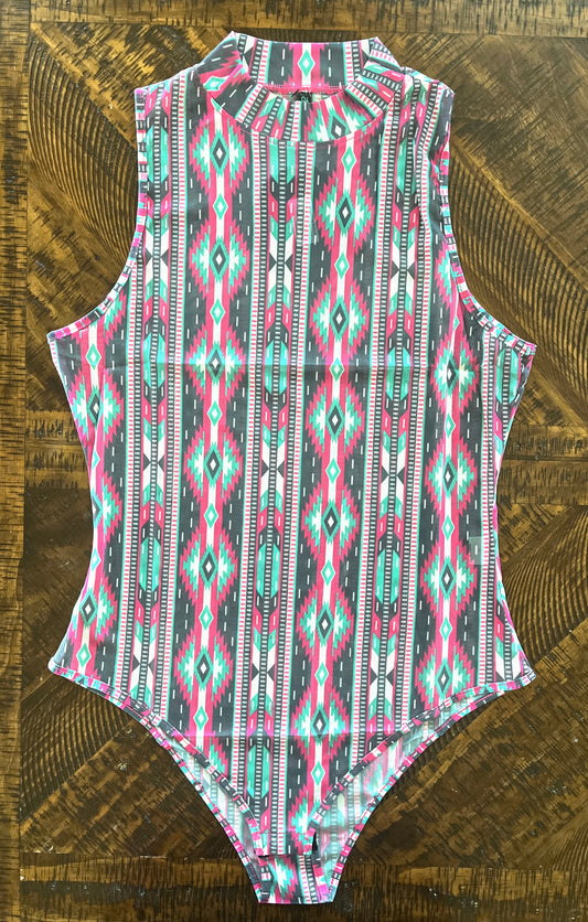 Aztec Mesh Tank Bodysuit