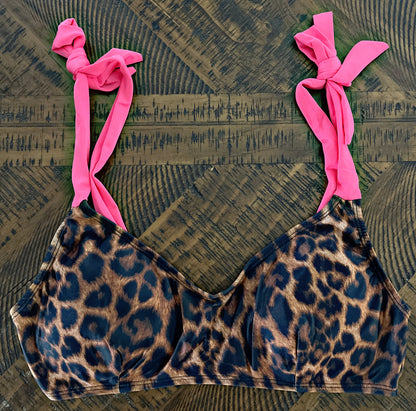 2 Piece Leopard/Pink Swimsuit