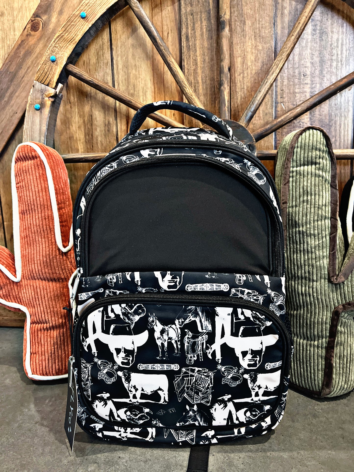 Black/White Western Print Backpack and LunchBox