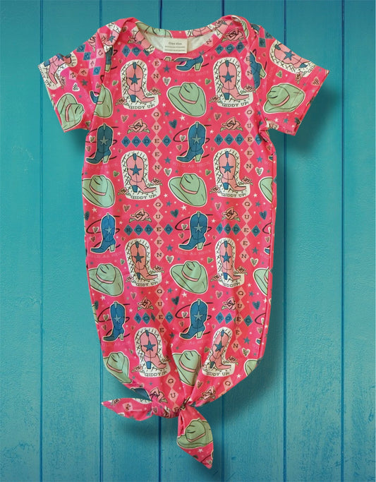 Pink Boots Infant Gown