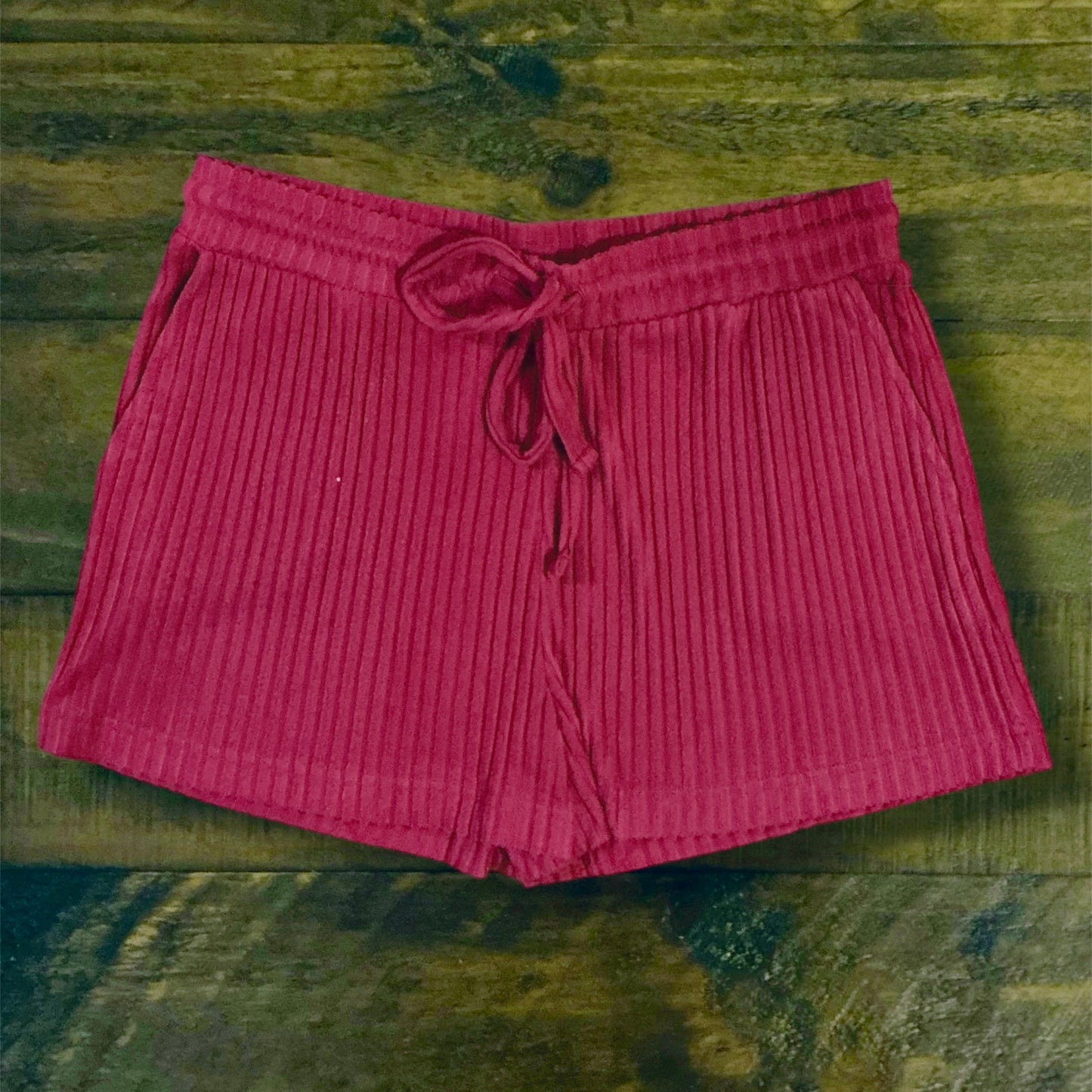 Plum Pink Ribbed Shorts