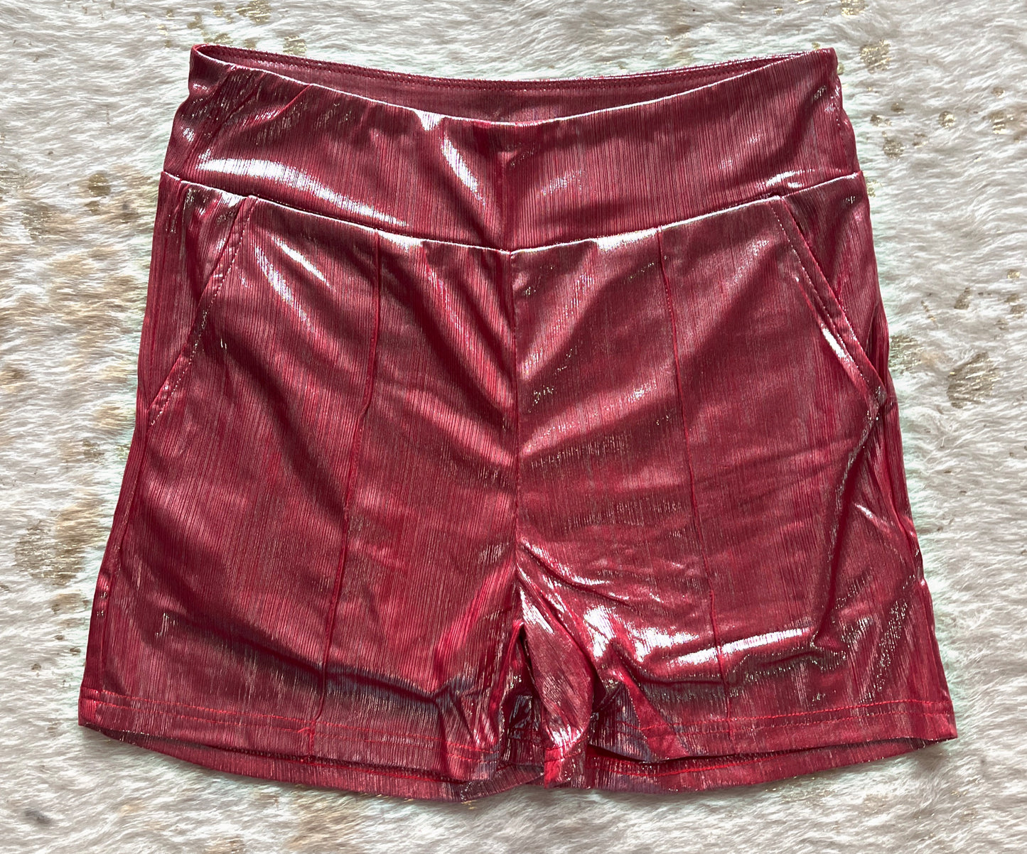 Pink Shiny Metallic Shorts