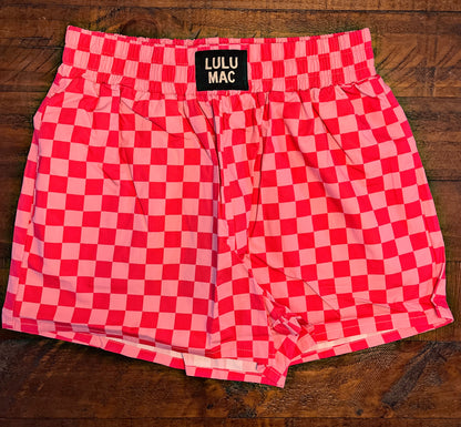 Pink Checkered Boxer Shorts