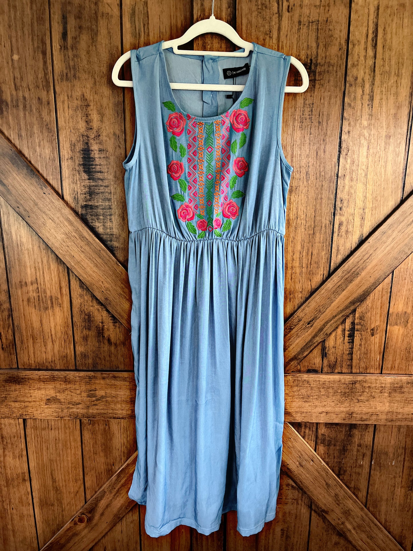 Chambray Embroidered Dress