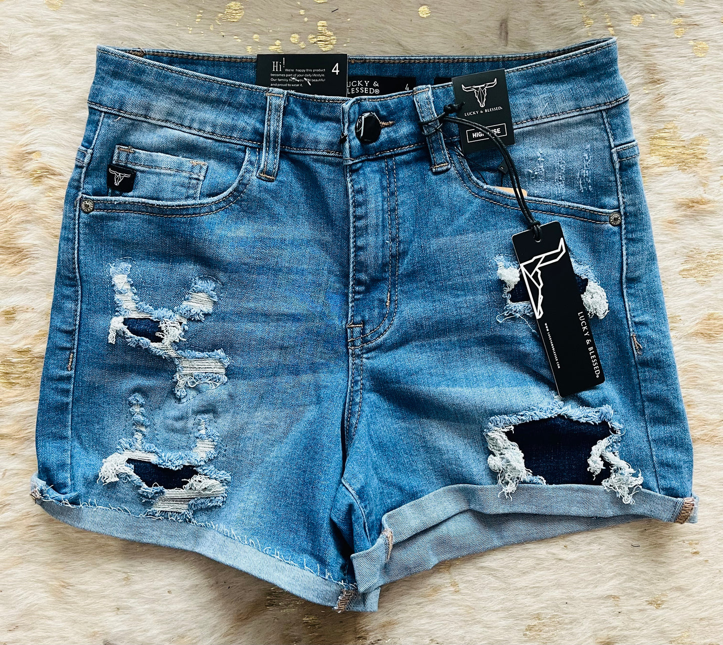 Distressed Medium Wash Shorts