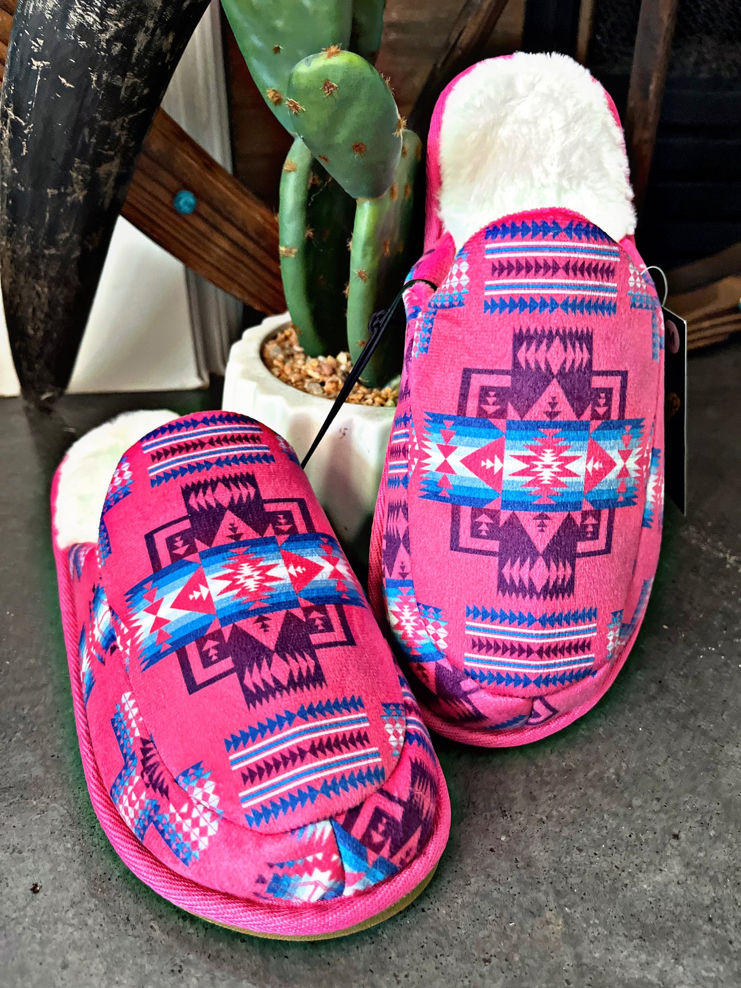 Pink Aztec House Slippers