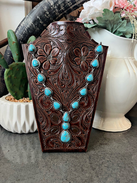 Lariat Turquoise Necklace w/ Matching Earrings